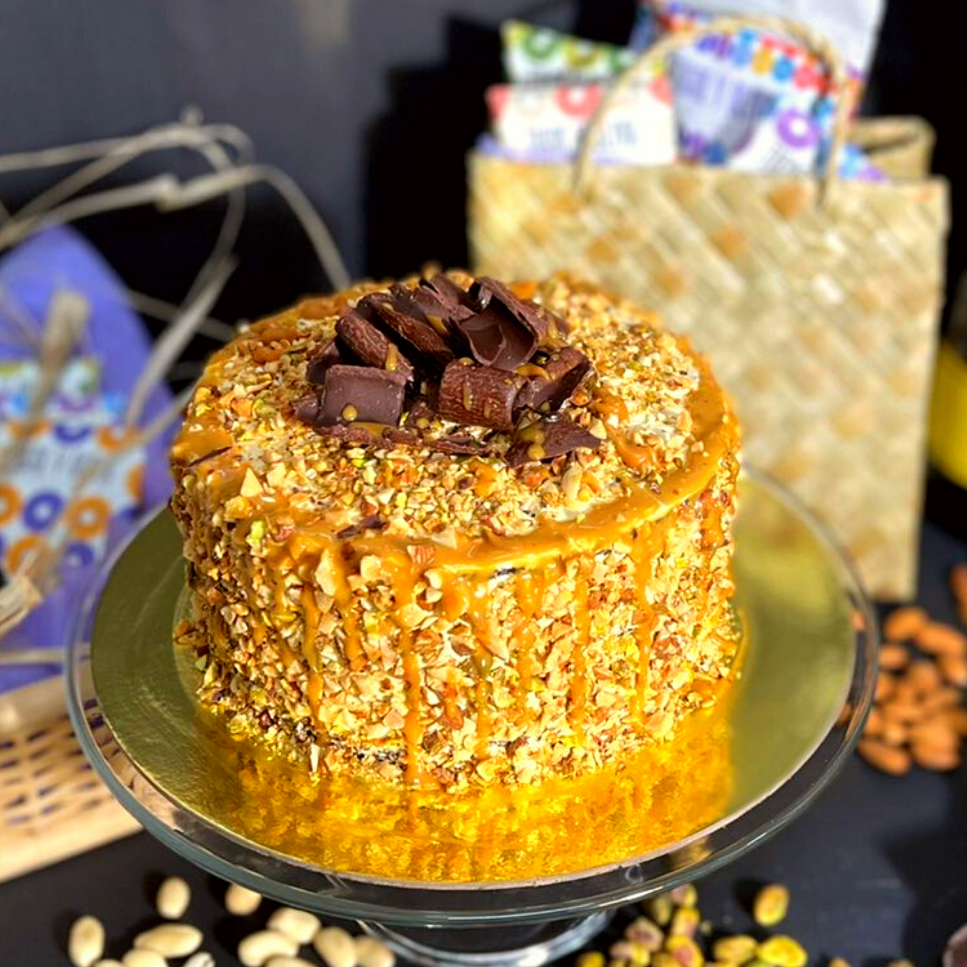 Nutty Caramel Cake top view